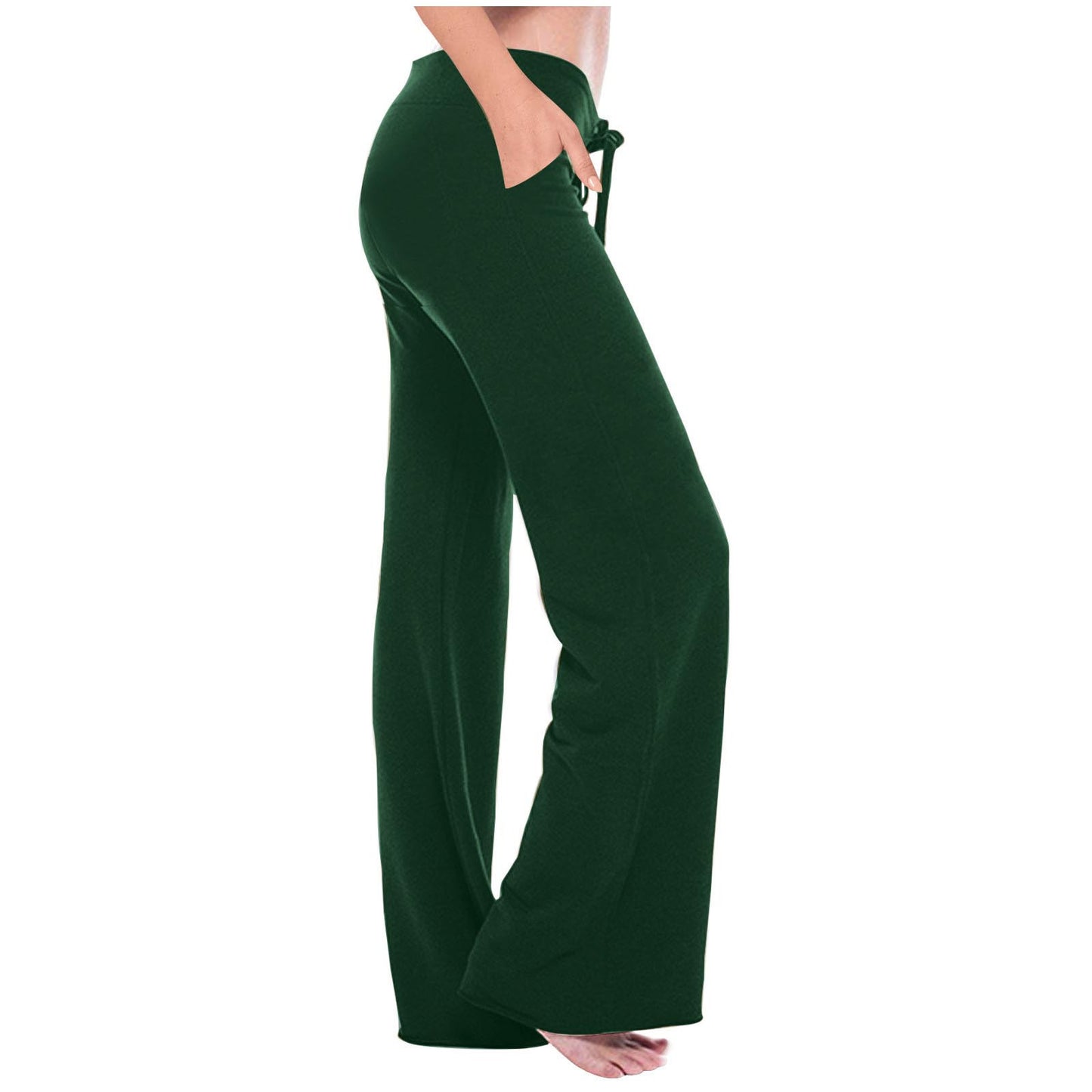 Elastic Waist Oblique Pocket Casual Yoga Trousers