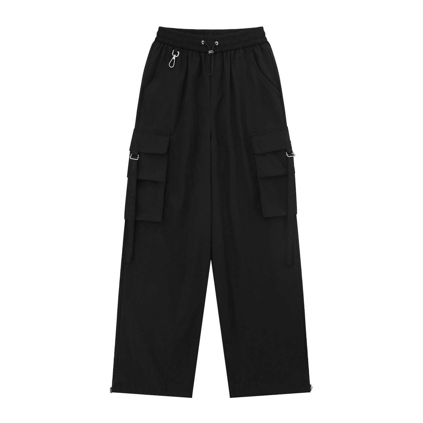 Loose Wide Leg Straight Large Pocket Ribbon Overalls