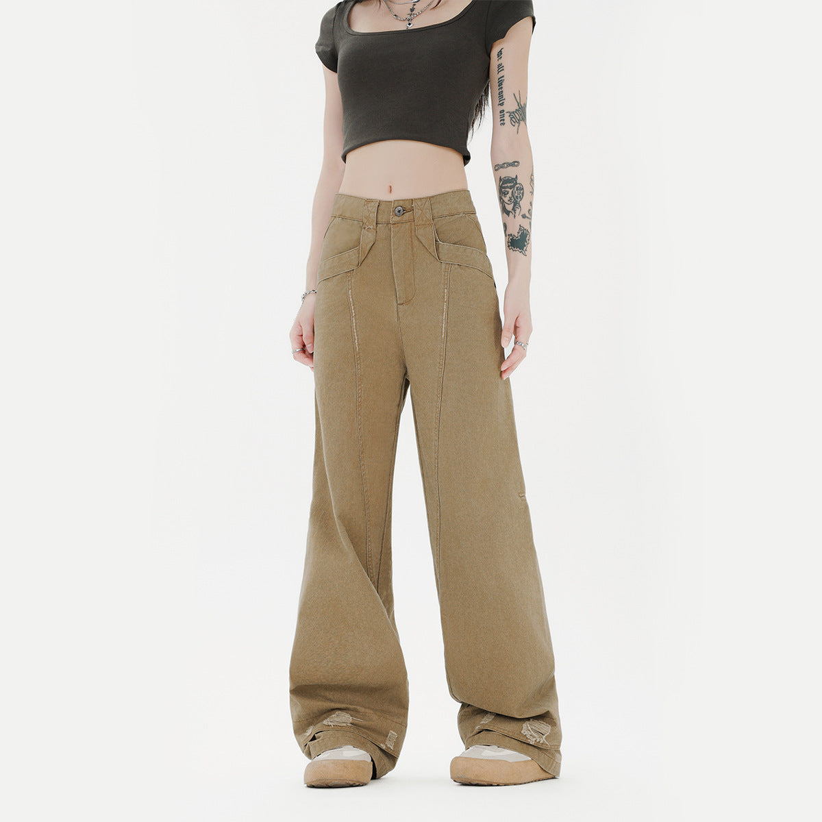 Women's Fashion Worn Workwear Casual Pants
