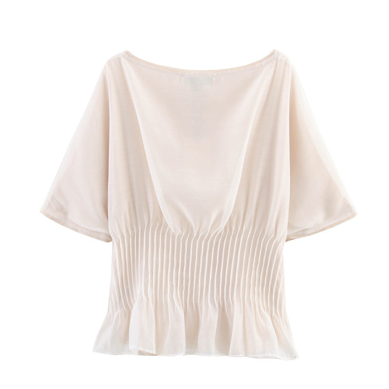Women's Knitted Transparent Organza Patchwork Top