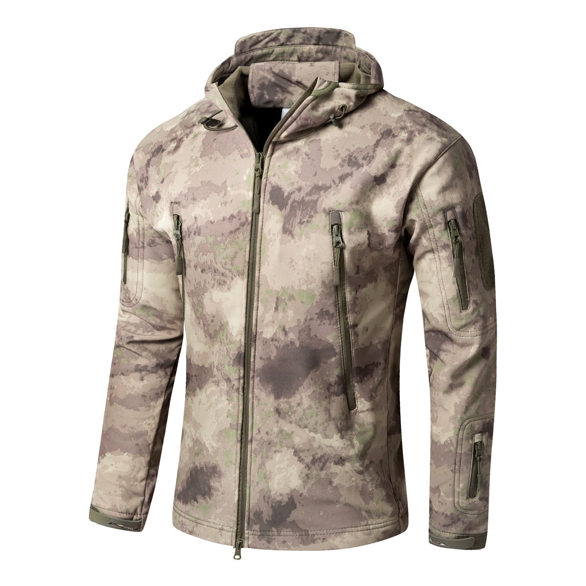 Large-size Softshell Fleece Outdoor Jacket Warm Camouflage For Winter