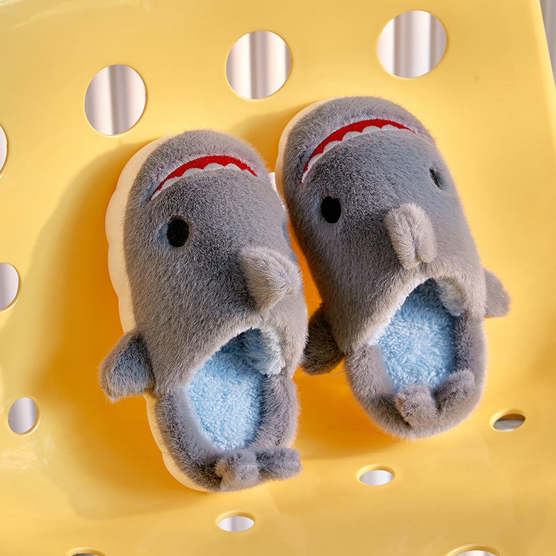 Children's Fashionable Simple And Cute Shark Cotton Slippers