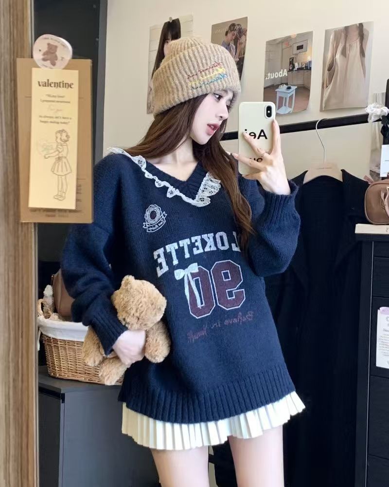 Autumn And Winter Sweet Style Thermal Sweater Pullover Top