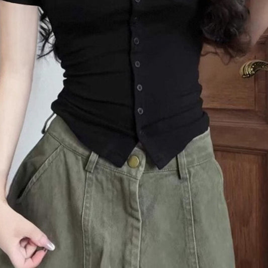 Pure Desire Style Sexy Collar Short Sleeve Shirt