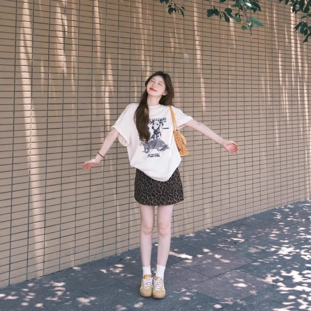 Rhapsody Oversized T-Shirt With Puppy Print Relaxed Fit