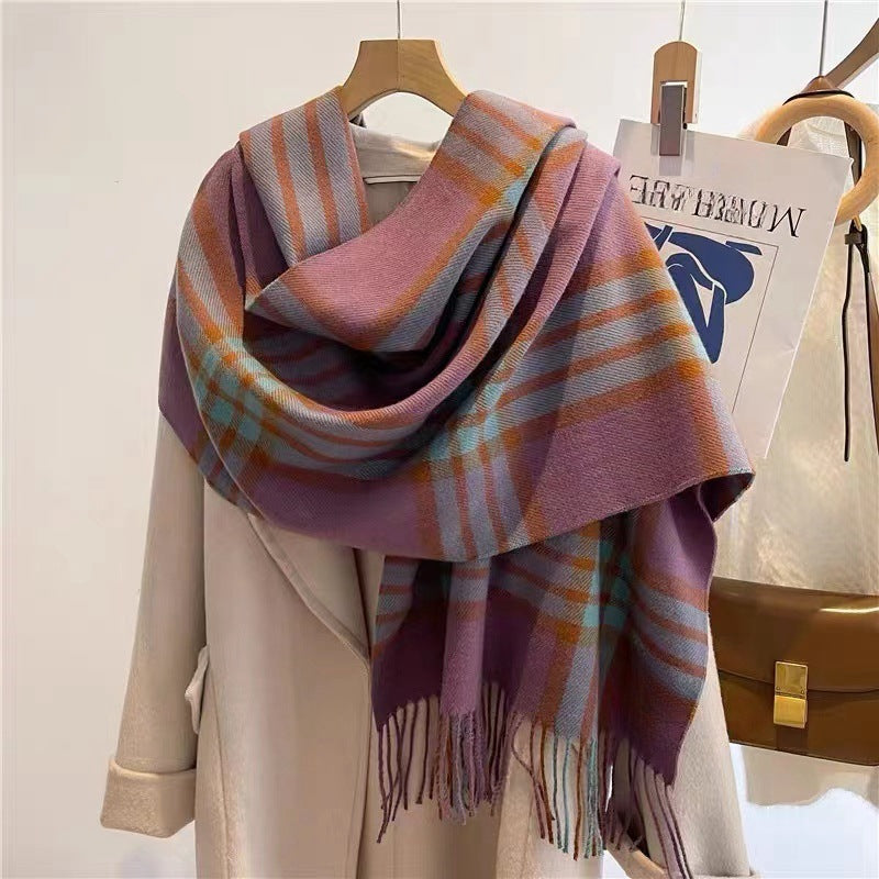 Womens Plaid Thickened Warm Neck WarmerScarf