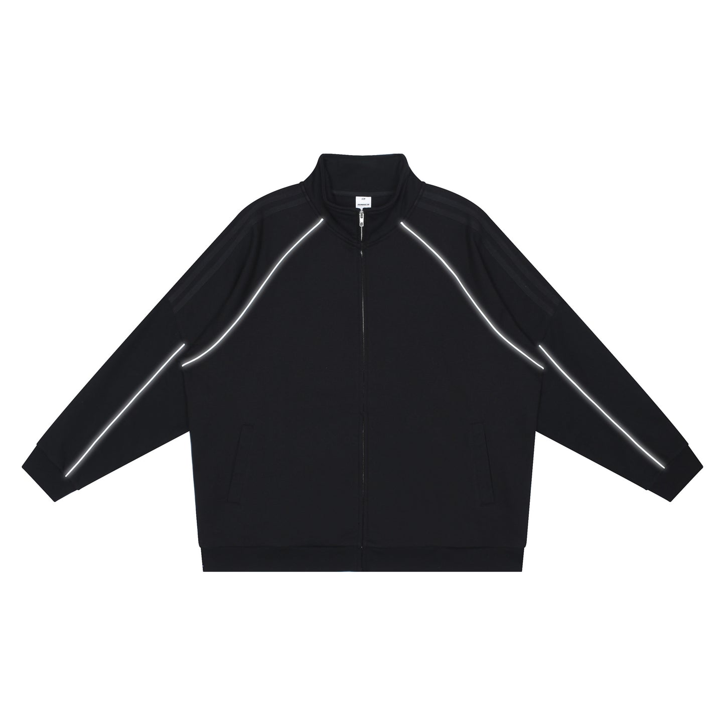 Men's Loose-Fit Cardigan With Reflective Stripes Sports Suit