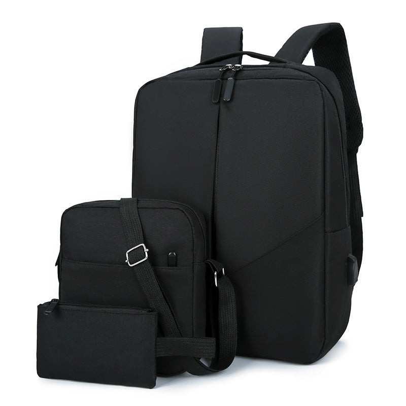 Men's Leisure Travel Large Capacity Three-piece Multifunctional USB Backpack