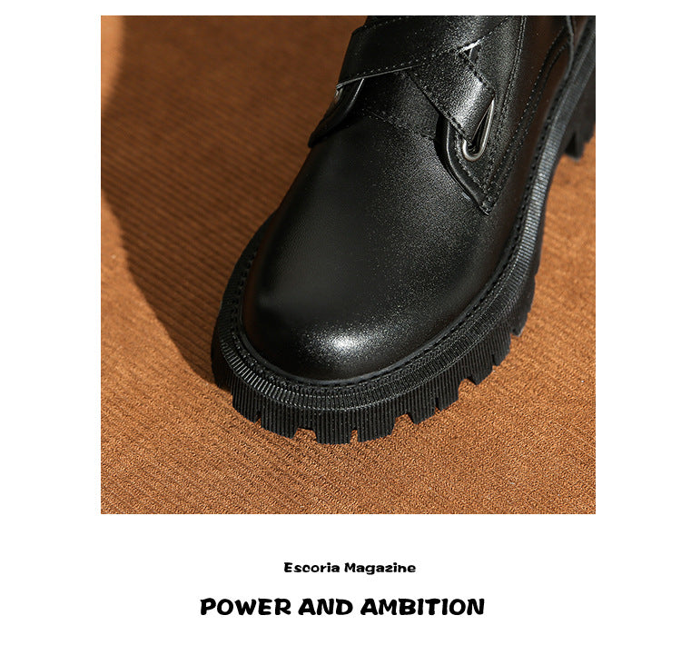 Leather Martin Boots Women's Spring And Autumn Thick-soled Short And Thin Models