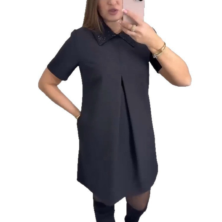 Womens Stylish Tailored Dress With A Lapel Collar