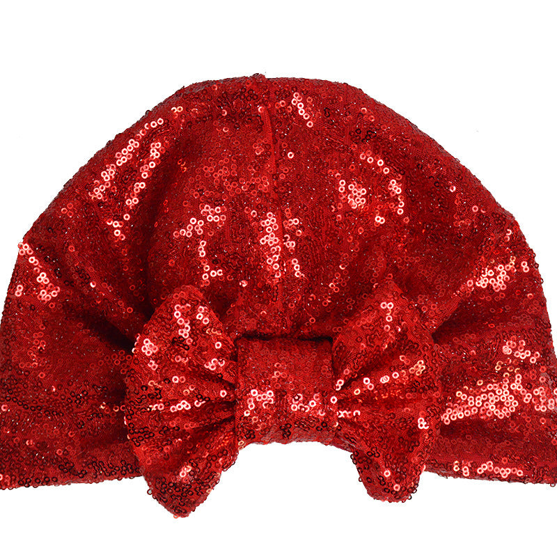 Ladies Fashion New Sequin Bow Bandana Hat