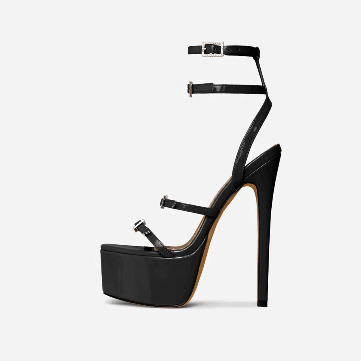 16CM High Heel Rhinestone Buckle Platform Buckle Wedding Sandals