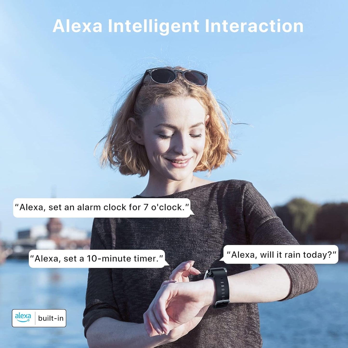 Ufit Pro(40Mm) Smart Watch, Alexa Built-In, Activity Fitness Tracker for Men and Women, 1.5" HD Color Display, Heart Rate, Spo2, Sleep Monitor 5ATM Waterproof for Android and Ios.