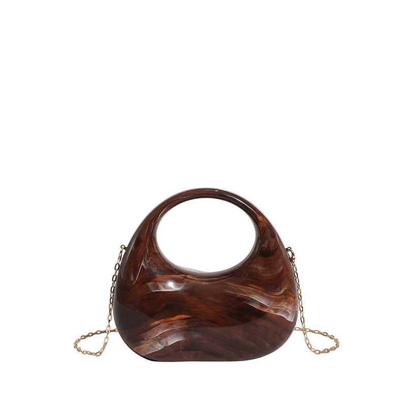 Womens Evening Handbag With A Moon-shaped Underarm Design  Acrylic Box Bag,
