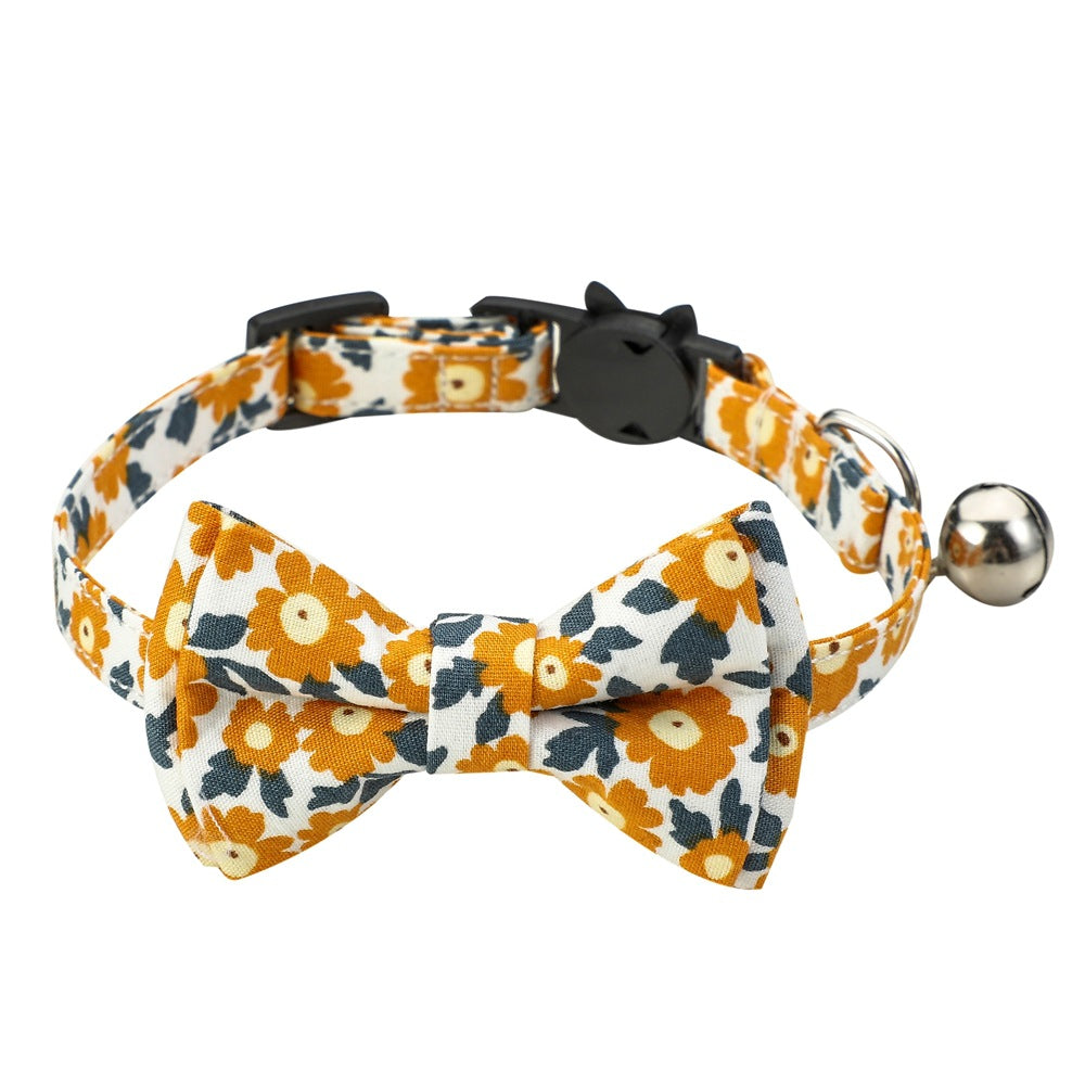 Cotton Small Floral Cat Collar Pet Bow
