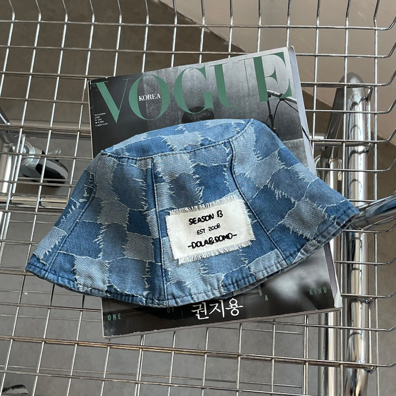 Vintage Patch Denim Patch Versatile Fisherman Hat