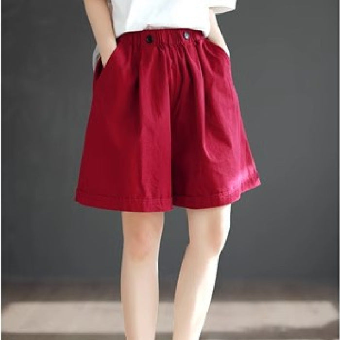 Pure Cotton Six-Color Shorts Womens Plus Size Loose Summer Retro