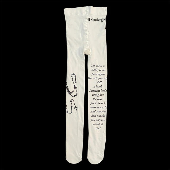Sweet And Cool Tights With A Female Music Symbol Print