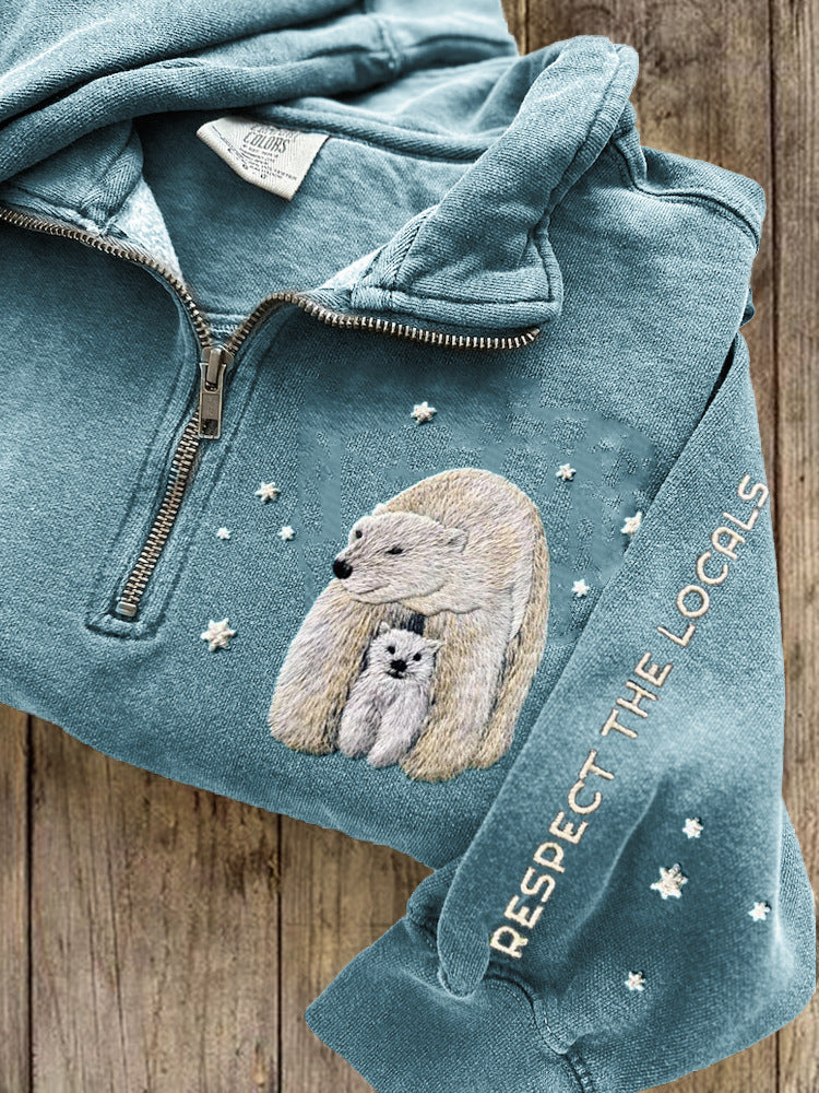 Lapel Half-zip Long-sleeve Casual Hoodie