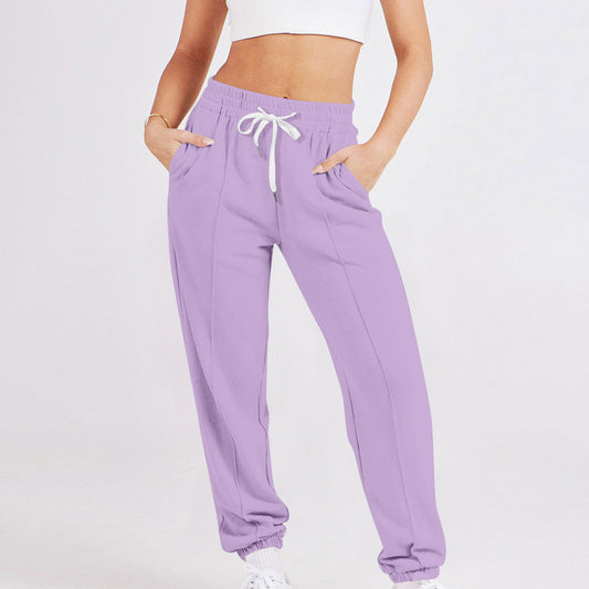 Women's Casual Drawstring Solid Color Sports Jogger Pants