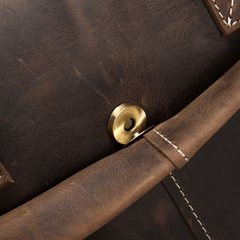 Crazy Horse Leather Men's Shoulder Bag Vintage