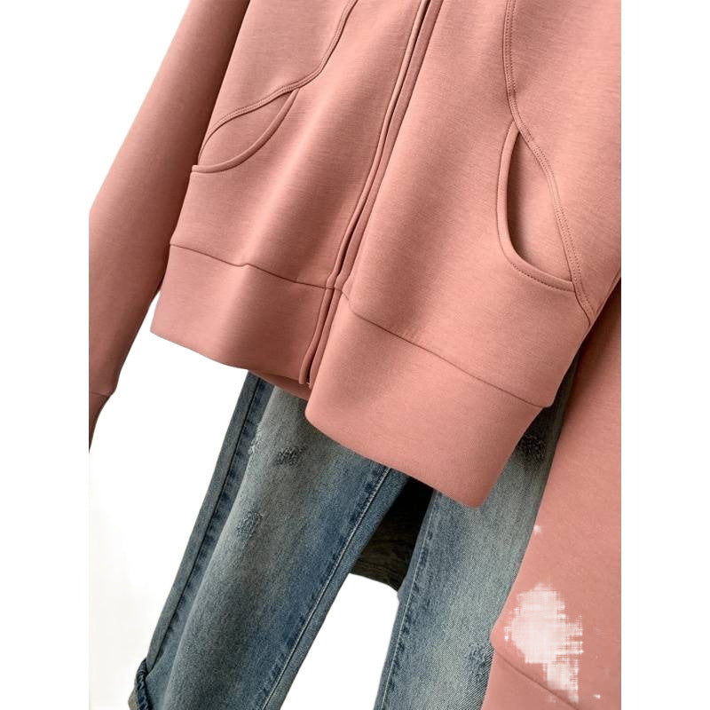 Plus Size Cardigan med lynlås og opretstående krave