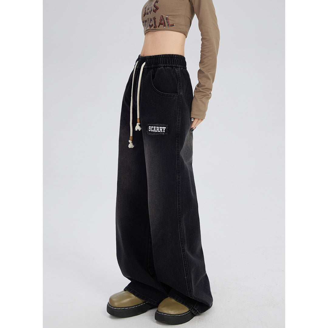 Modebrevbroderi Sorte Jeans til Kvinder
