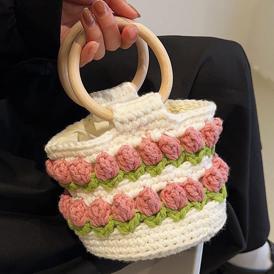 Premium Texture Female Versatile Tide Knitted Woven Bag