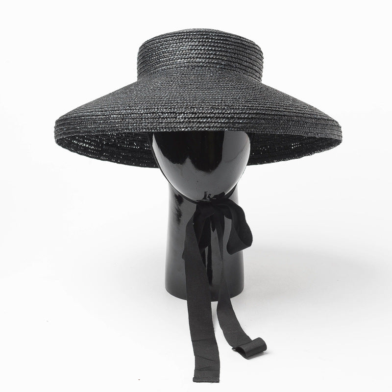 Women's New Vintage Flat Top Straw Straw Big Brim Hat