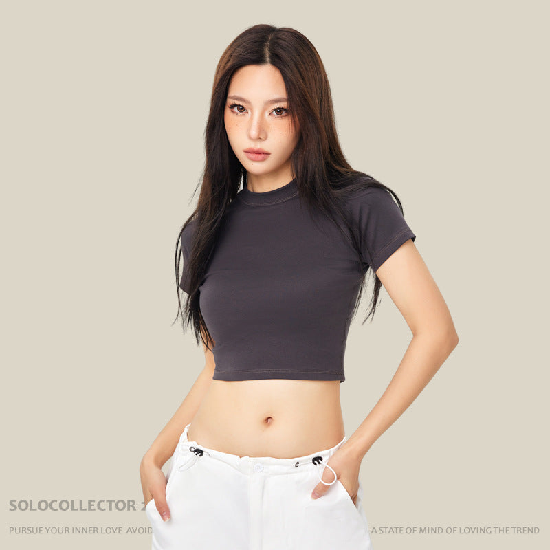 250g Niche Short Hot Girl T-shirt Raglan Sleeve European And American Ins