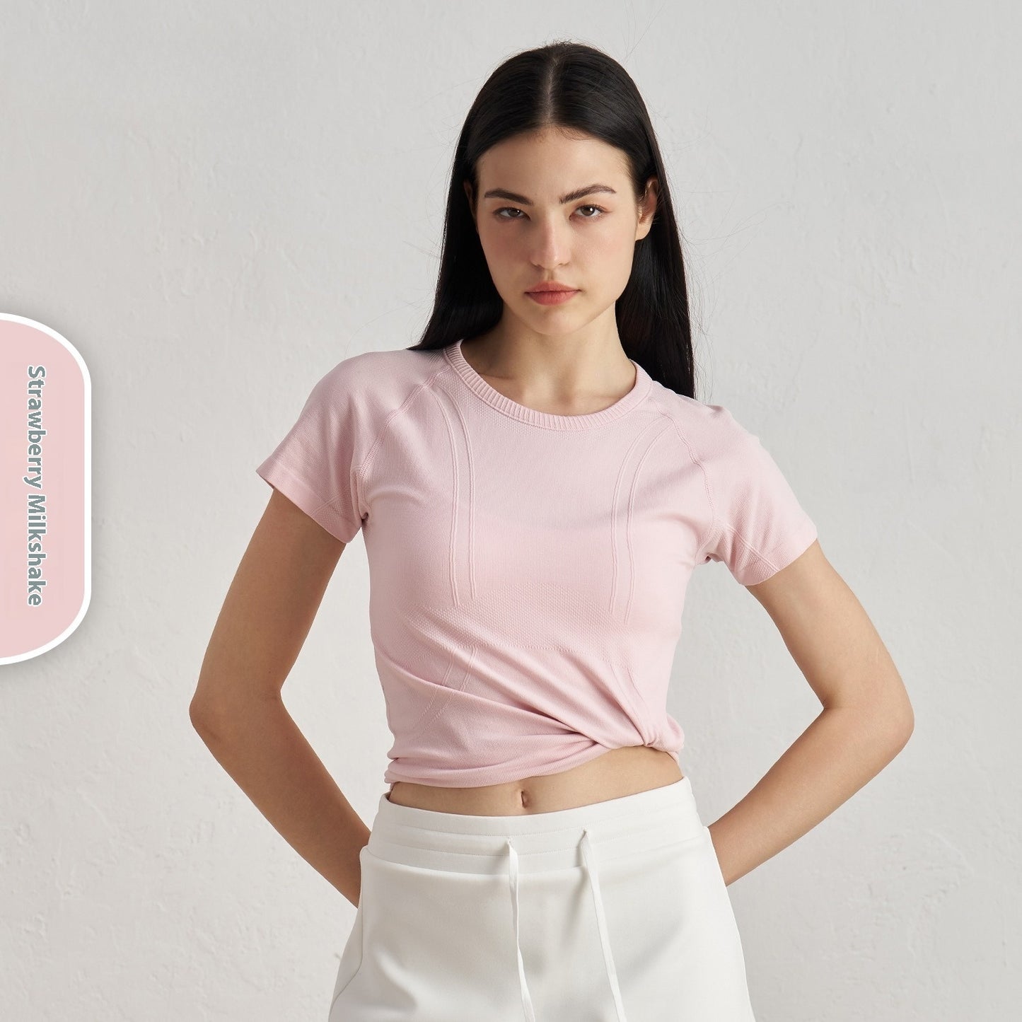 Seamless Antibacterial Nude Feel Slim Fit Yoga Jacket Short Sleeve