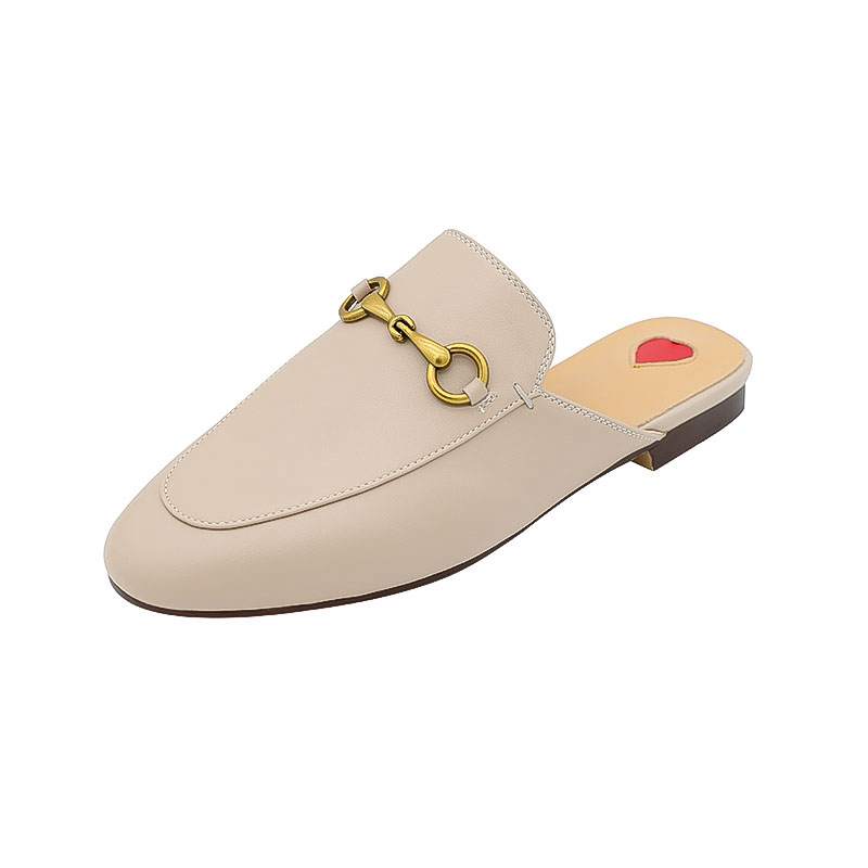 Horsebit Baotou Half Slippers Women's Outer Wear Leather Sandals