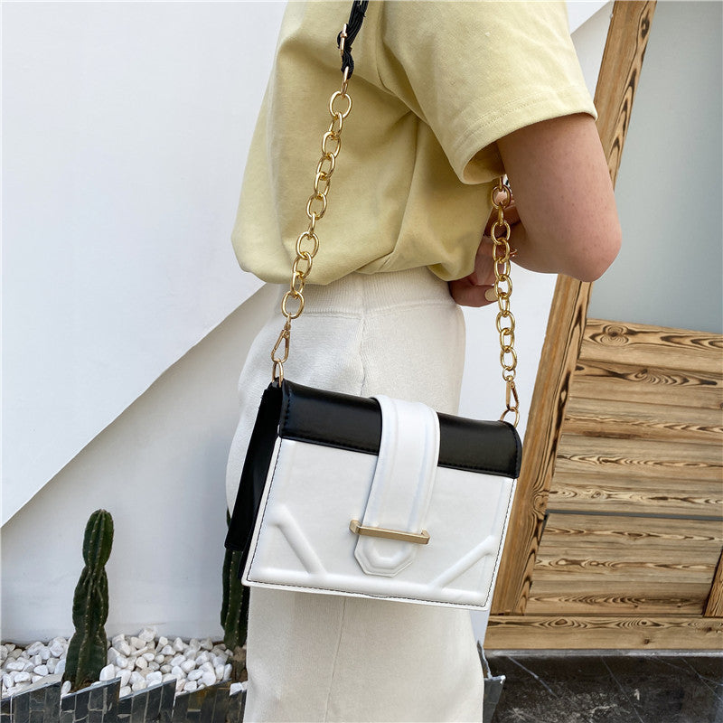 Ladies Popular One-shoulder Hit Color Small Square Bag
