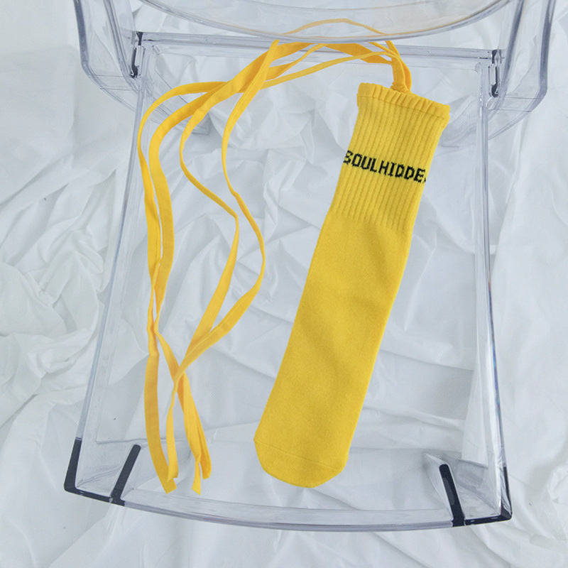 Cross Tie Socks Female Ins Eye-catching Tide Socks Calf Socks Medium Tube Socks