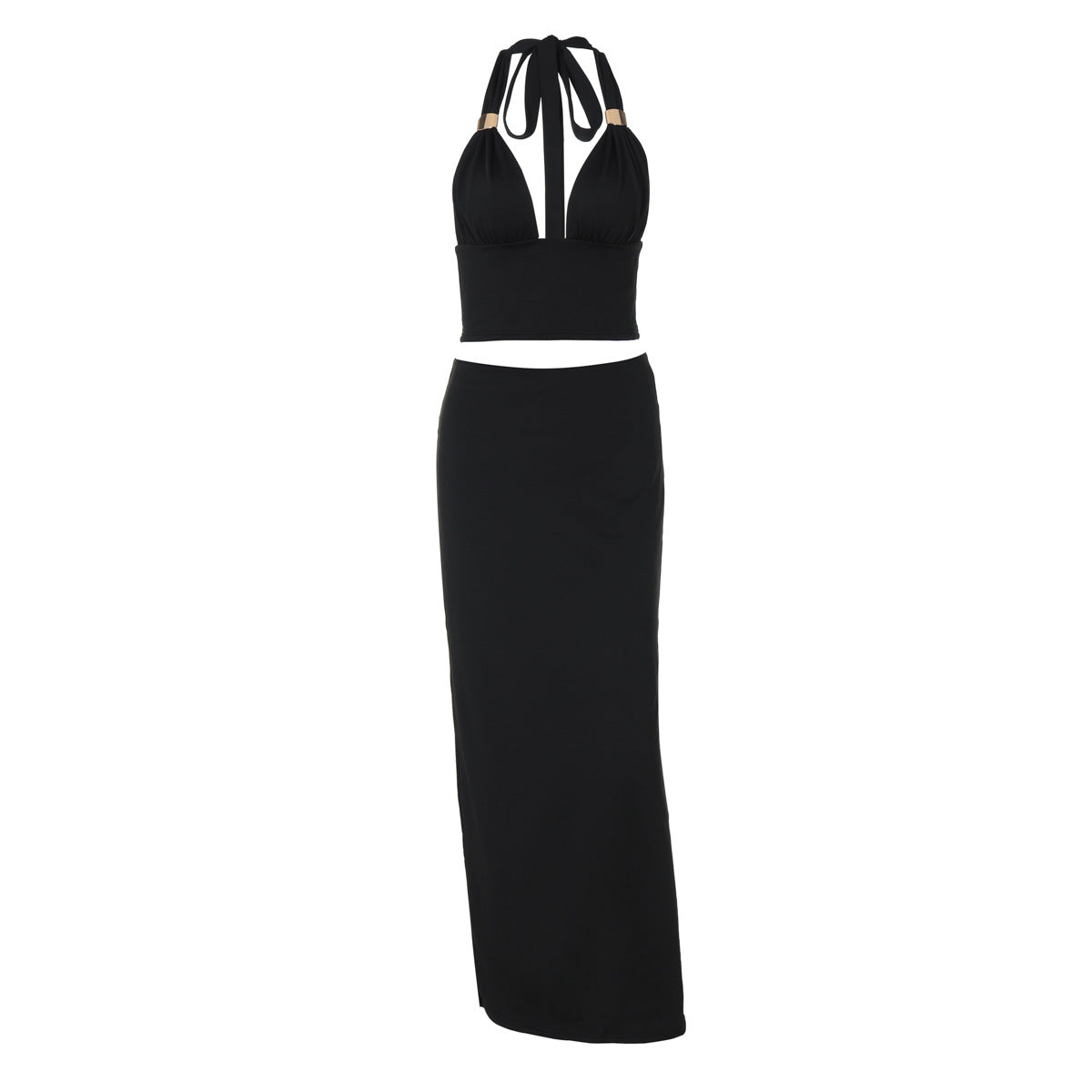 Women's Fashionable Tube Top And Figure-hugging Skirt Set