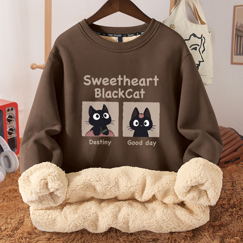 Women's Autumn And Winter Fleece-lined Thickened Hooded Berber Fleece Coat Contrast Color Raglan