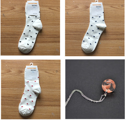 College Style Small Love Cotton Socks