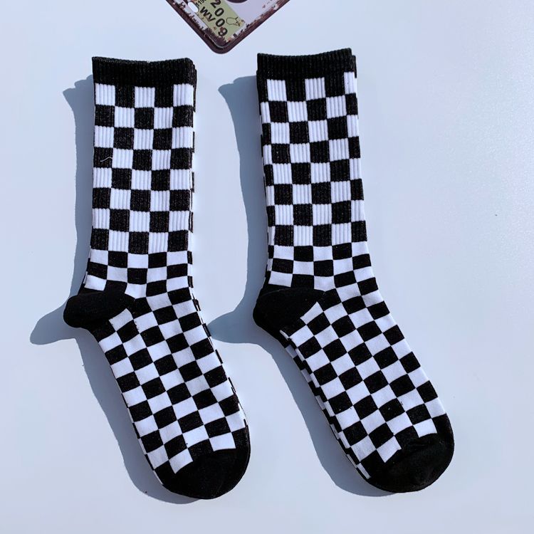 Socks Chessboard Socks Trendy Street European And American