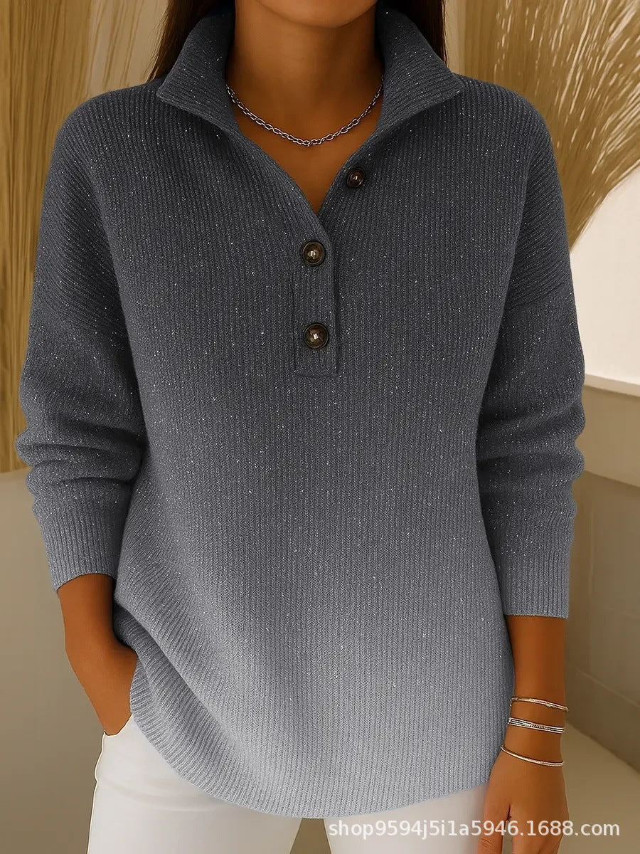 Simple Relaxed Fit Retro Long Sleeve Top For Women