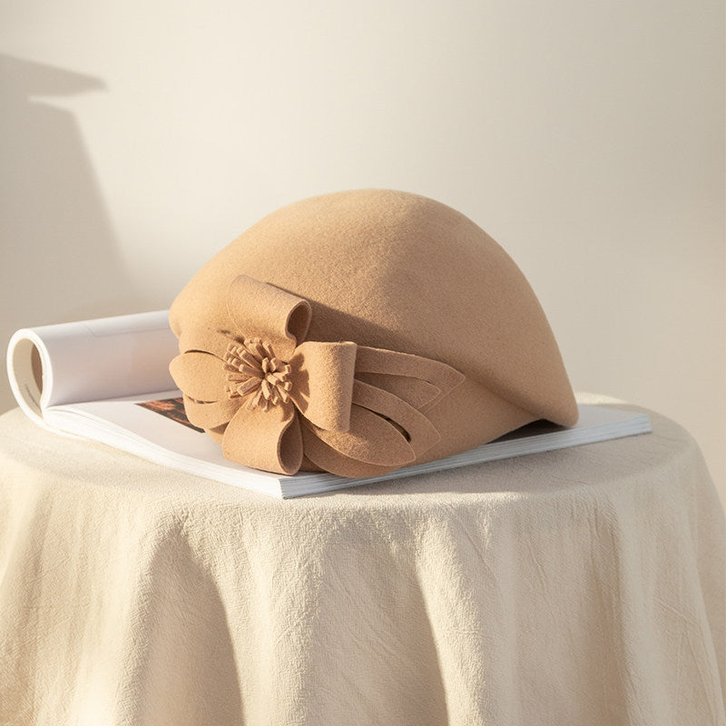 Ladies Elegant Floral Warm Wool Felt Hat