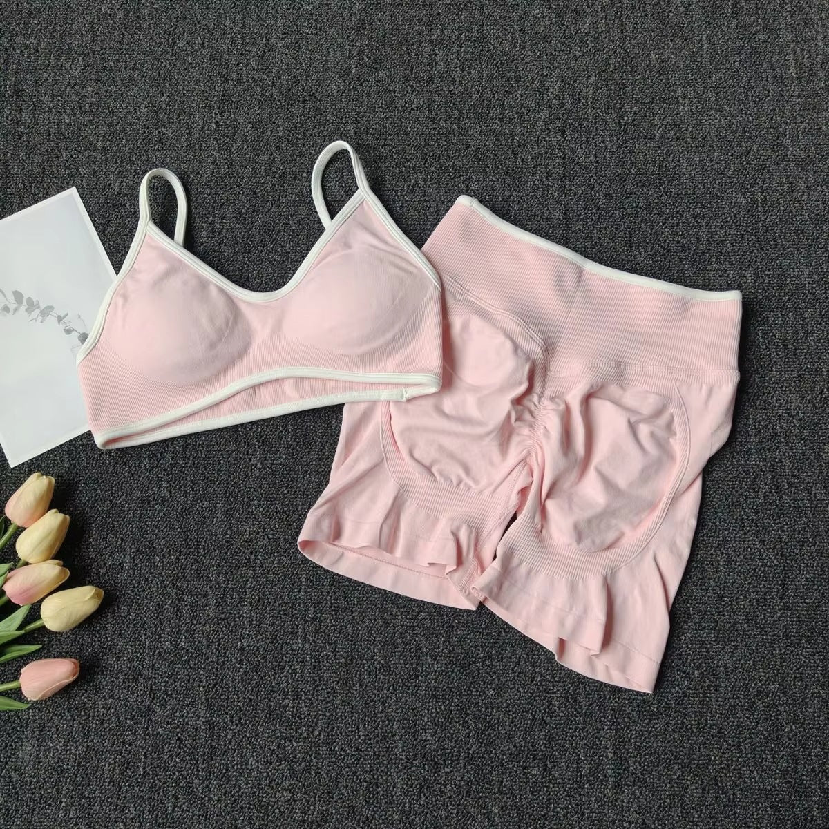 Womens High-Waisted Leggings And Top Two-Piece Workout Set