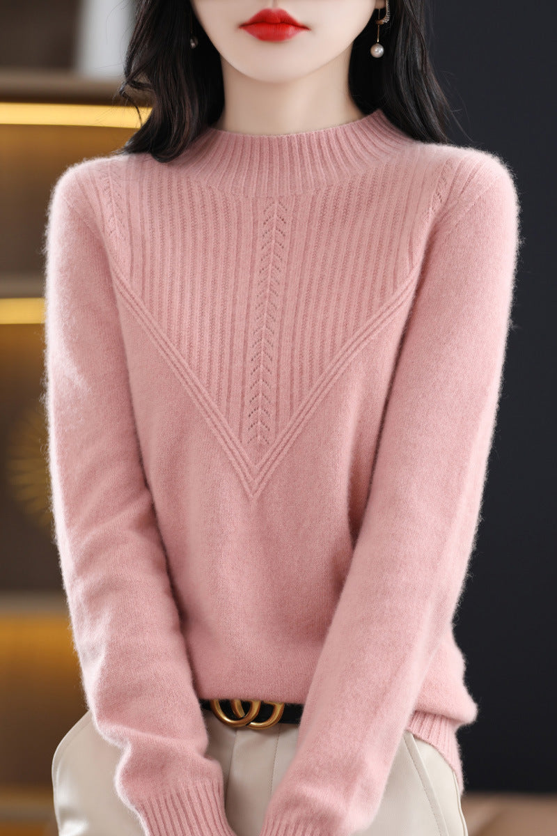 Front Line Færdiglavet Tøj Uld Halv Turtleneck Udhulet Sweater Underdel Top