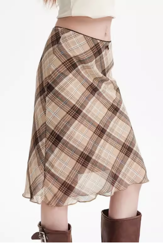 High Waist Slimming All-match Medium And Long Petite A-line Skirt