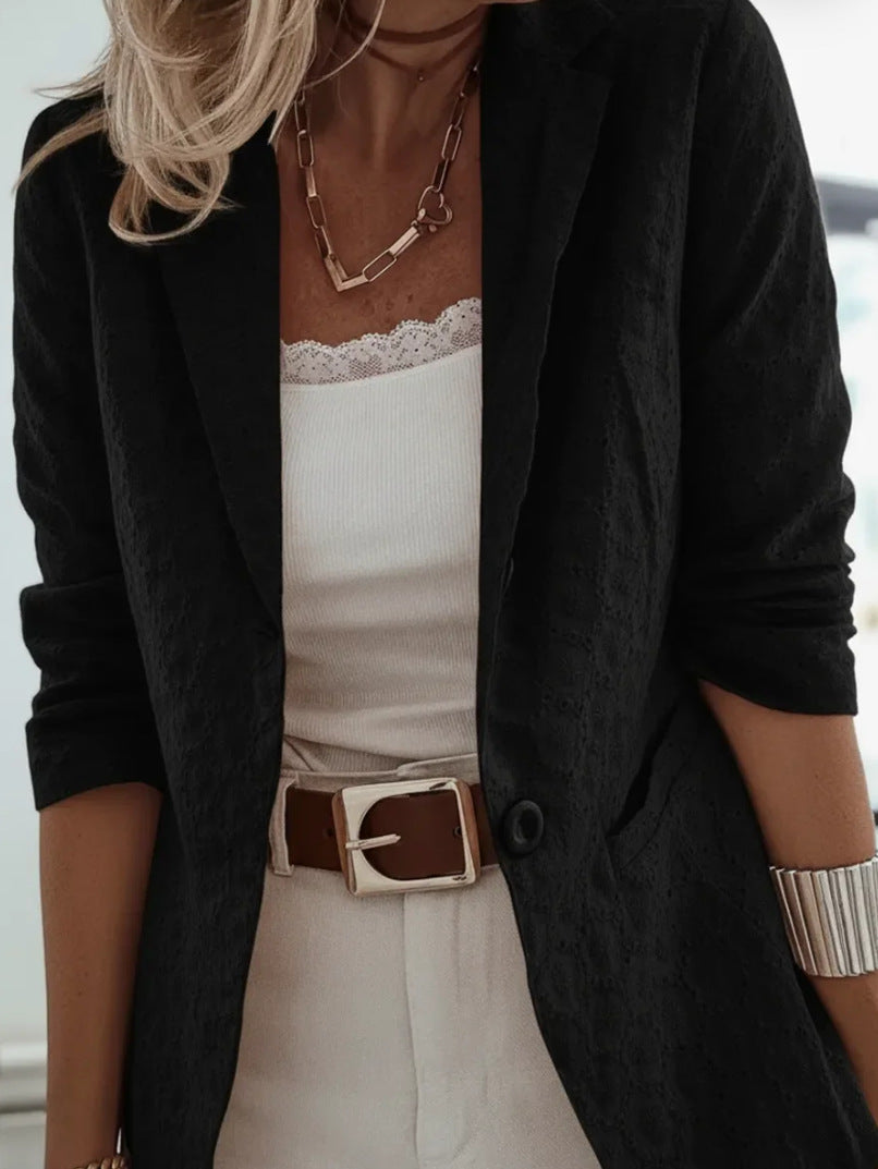 Womens Stylish Casual Solid-color Long-sleeve Jacket
