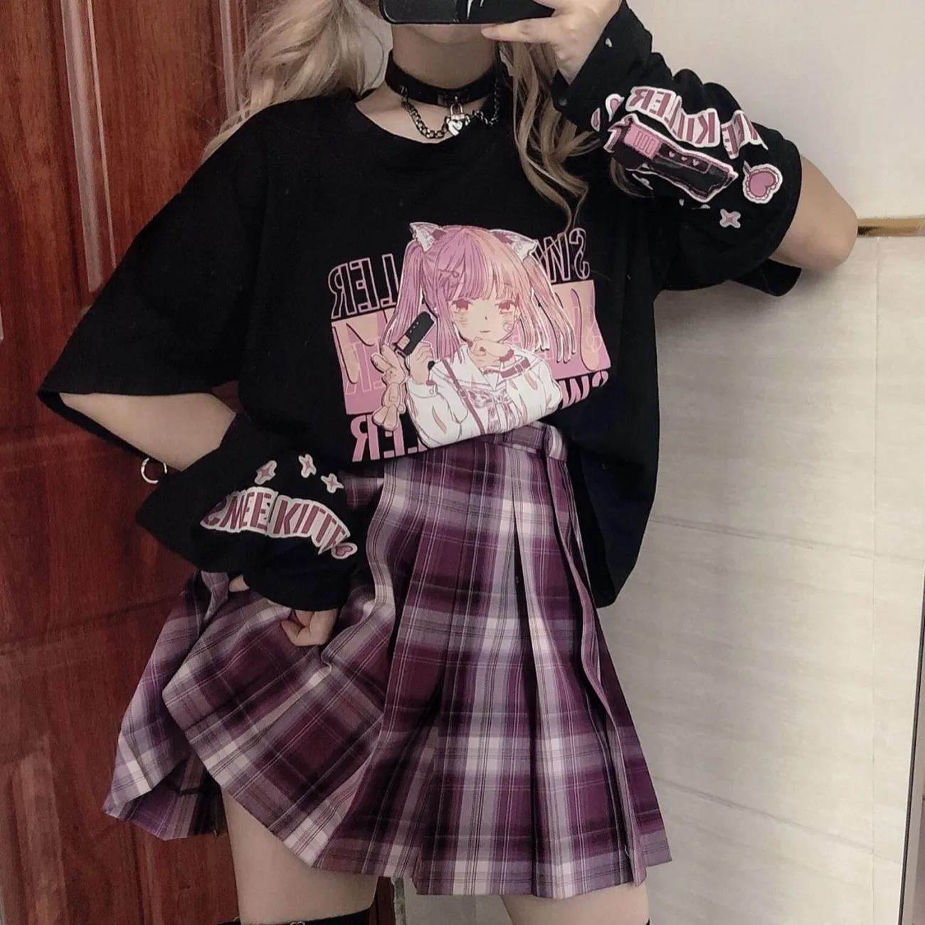 Women's Stitching Two Sleeves Japanese T-shirt