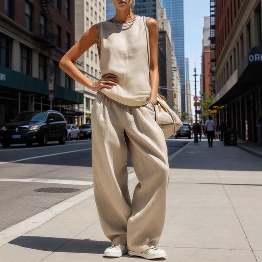 Womens Sleeveless Top And Pants Two-piece Set