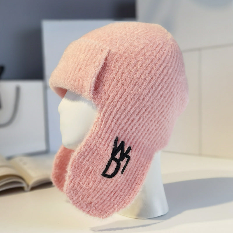 Knitted Wool Thickened Ear Protection Hat Cold And Windproof Pullover