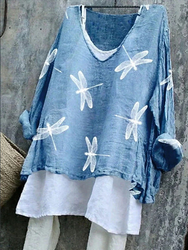 3D Digital Print Women's Crew Neck Fashionable Long Sleeve