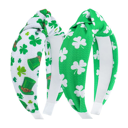 St Patrick's Holiday Clover Seersucker Knotted Hair Hoop