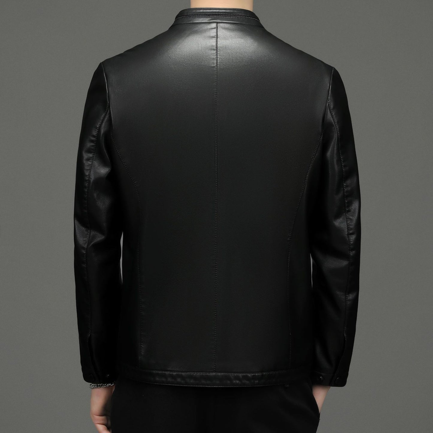 Men's Business Fleece Padded Casual Leather Jacket